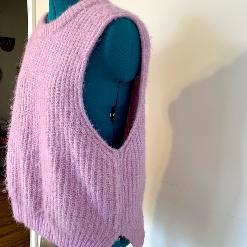 Universal Thread fuzzy knit sweater vest bohemian casual hobo lilac large - Picture 3 of 7